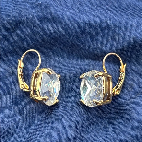 Kate Spade Gold Tone Square Cushion-Cut Crystal Drop Earrings Lever-back Closure - Picture 9 of 16